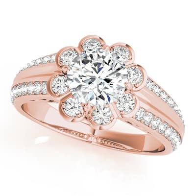 Auriya 14k Rose Gold Lab Grown Round Diamond Halo Engagement Ring 0.50 to 5.00 ct. tw. (F-G VS)