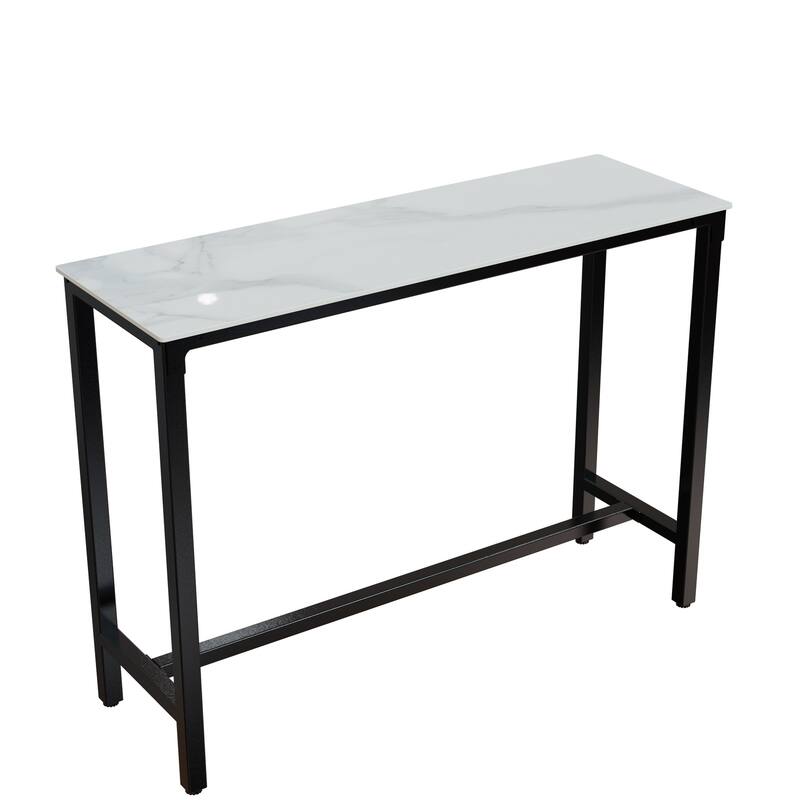 Counter-height Pub Bar Table Sintered Stone Tabletop - 47"W x 16"D x 42"H