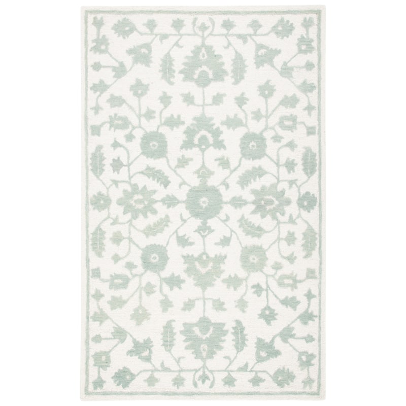 SAFAVIEH Handmade Metro Vasatha French Country Wool Rug - 6' Square - Ivory/Light Green