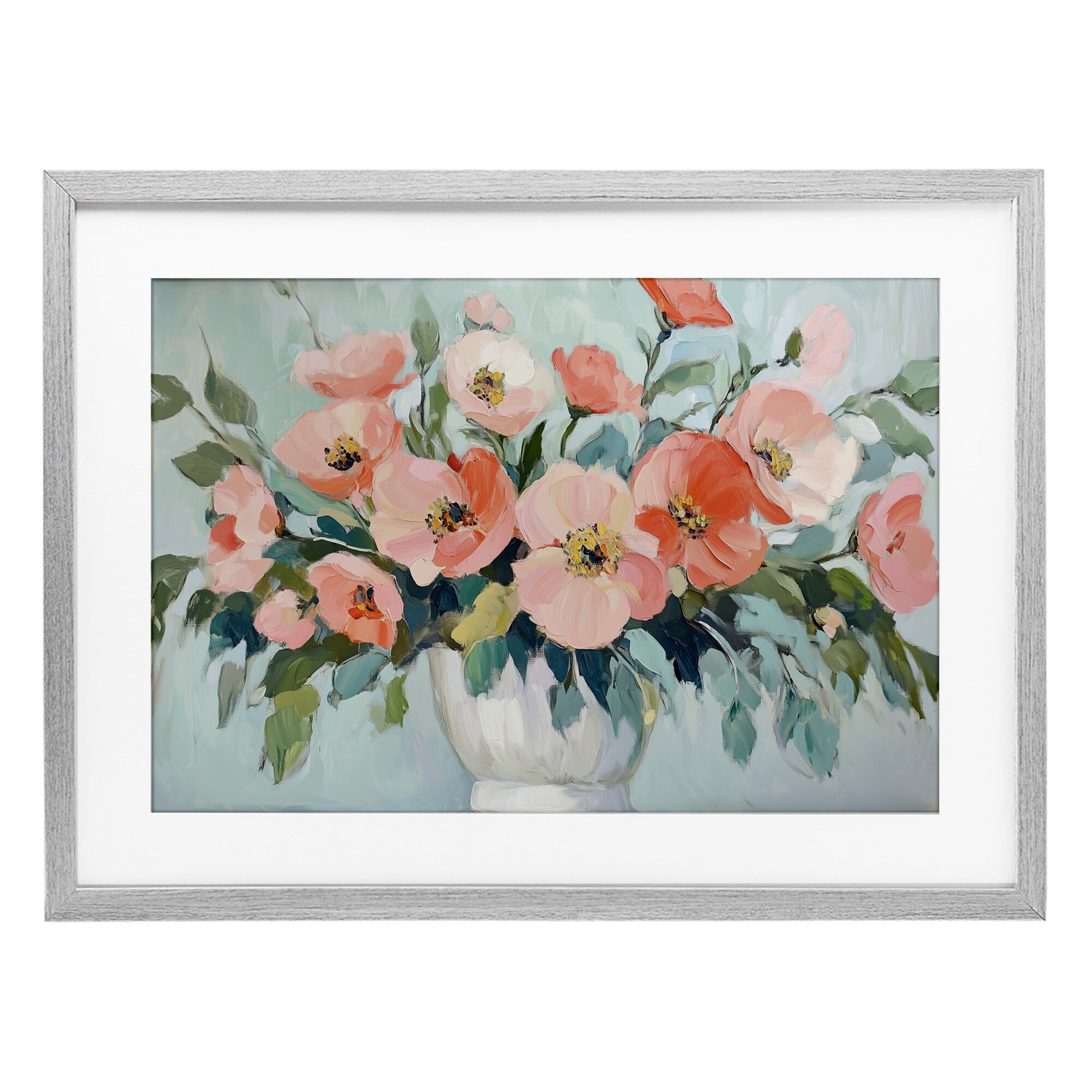 Stupell Pink Flower Arrangement over Green Under Glass Framed Design By Gina Kelly