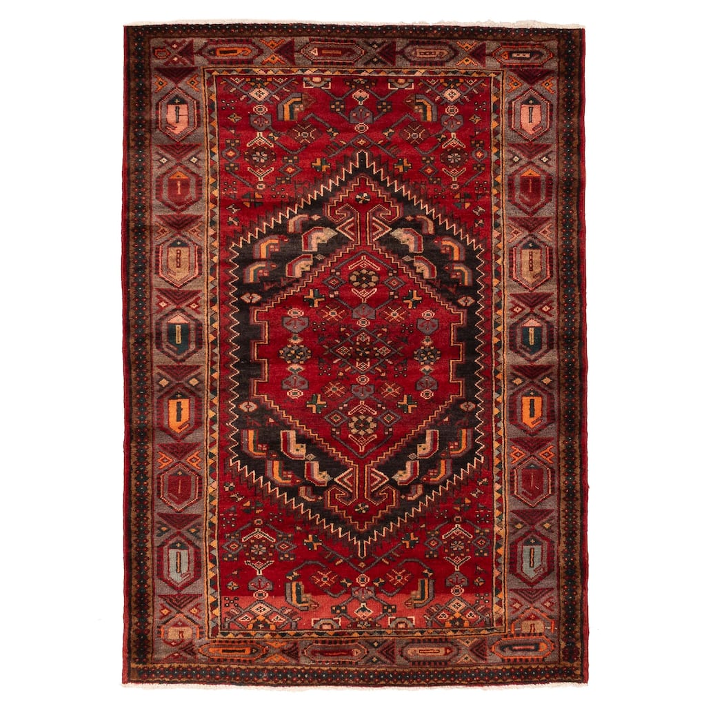 ECARPETGALLERY Hand-knotted Andelz Red Wool Rug - 4'6 x 6'5