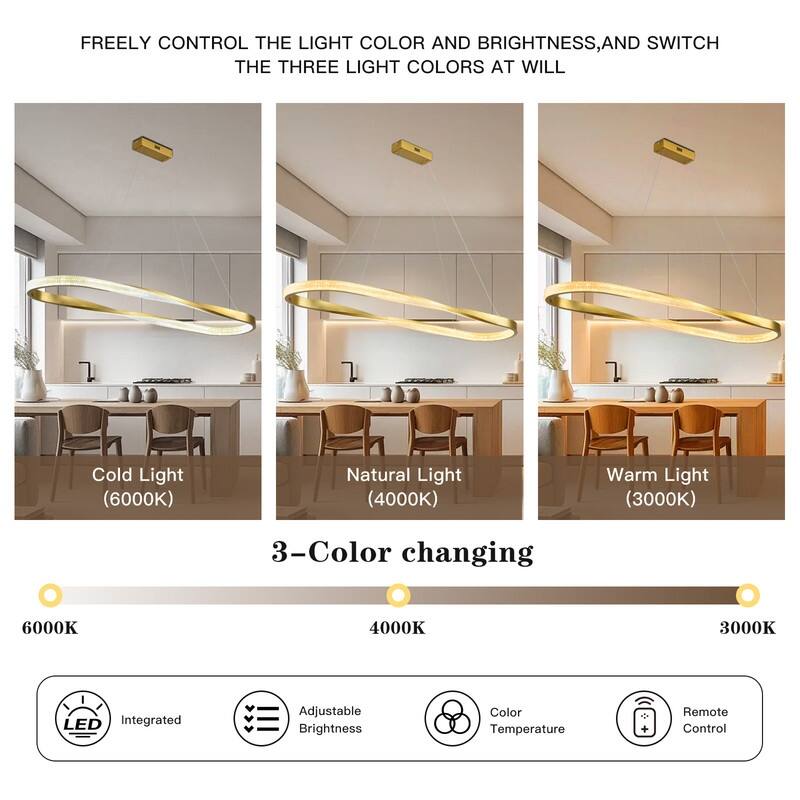 Modern LED Pendant Light Fixture, Contemporary Irregular Ring Chandelier