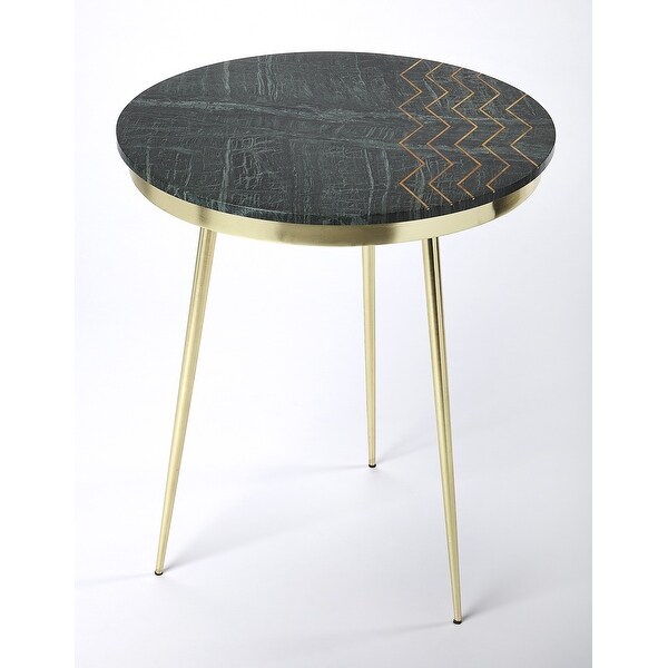 Butler Hollings Green Marble & Brass Accent Table