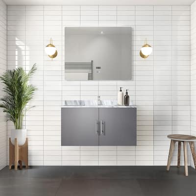 Geneva Bath Vanity with Carrara Marble Top, Sink & Mirror