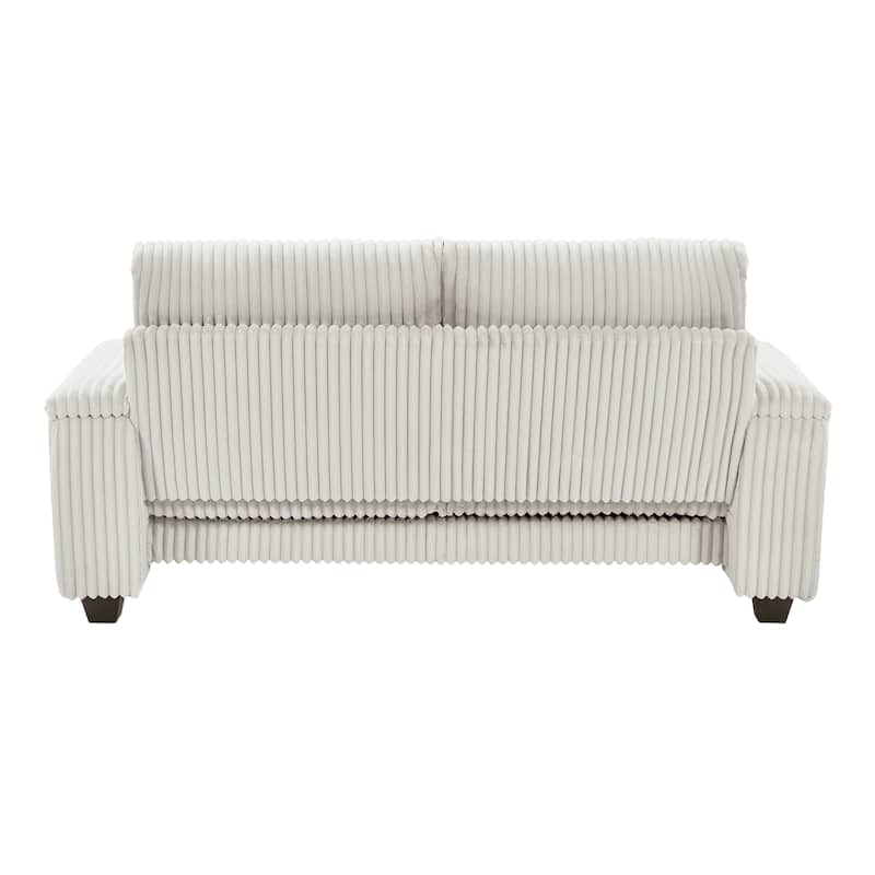 Plush Corduroy Loveseat Sofa Couch with Spacious Armrest Storage and USB Charging Port for Living Room and Office