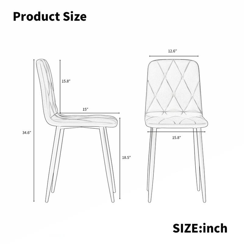 4PCS Velvet Dining Chairs With Metal Frame