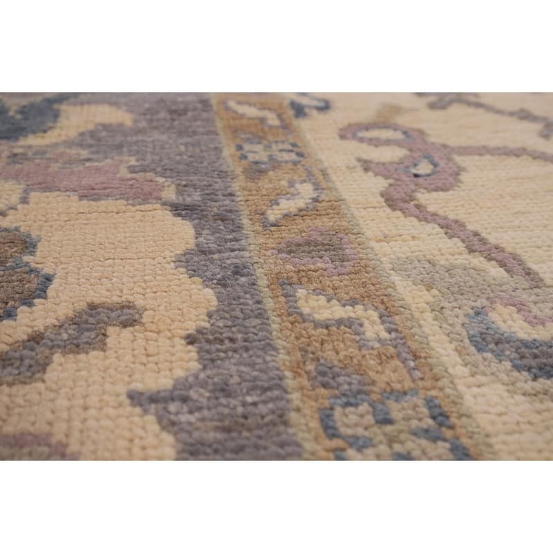Gray Blue Oushak Vegetable Dye Area Rug Hand-Knotted Wool Carpet - 9'1" x 12'0"