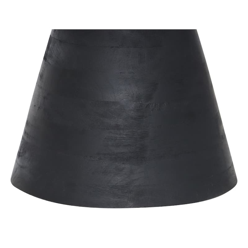 HomeRoots 18" Black Solid Wood Round End Table - 15.90 in. x 18.10 in. x 15.90 in.