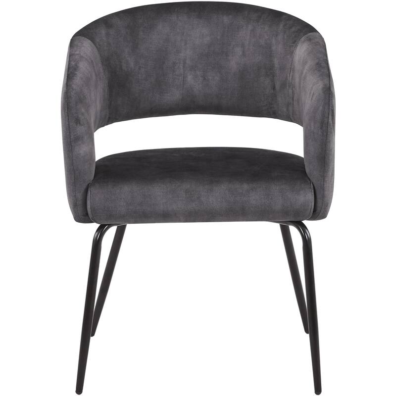 Open Back Dining Chair Upholstered in Leather or Velvet with Iron Legs