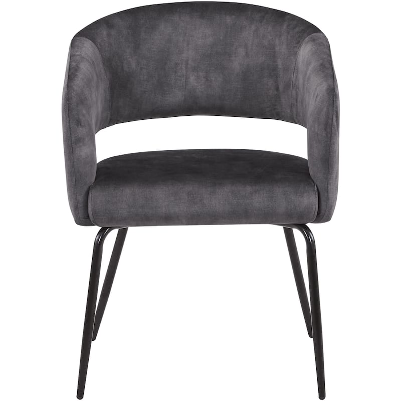 Open Back Dining Chair Upholstered in Leather or Velvet with Iron Legs Set of 2