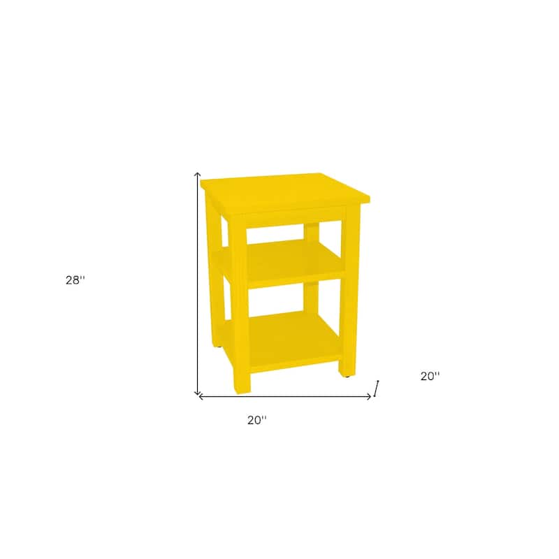 28" Yellow Solid Wood Nightstand