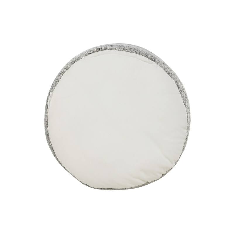 18" Gray and White Triple Striped Round Outdoor Patio Pouf Ottoman