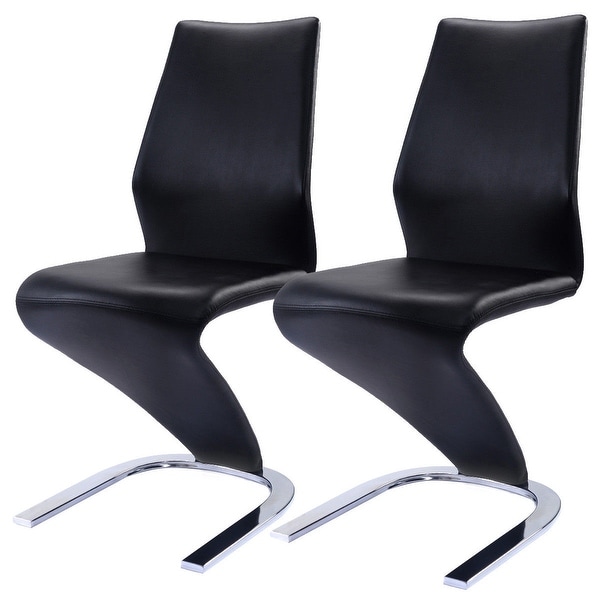 Costway 2 Pcs Dining Chairs Pu Leather High Back Furniture Home Costway 2 Pcs Dining Chairs Pu Leather High Back Furniture Home Room Black