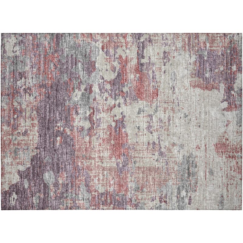 Indoor/ Outdoor Accord Modern Brushstrokes Polyester Washable Rug New