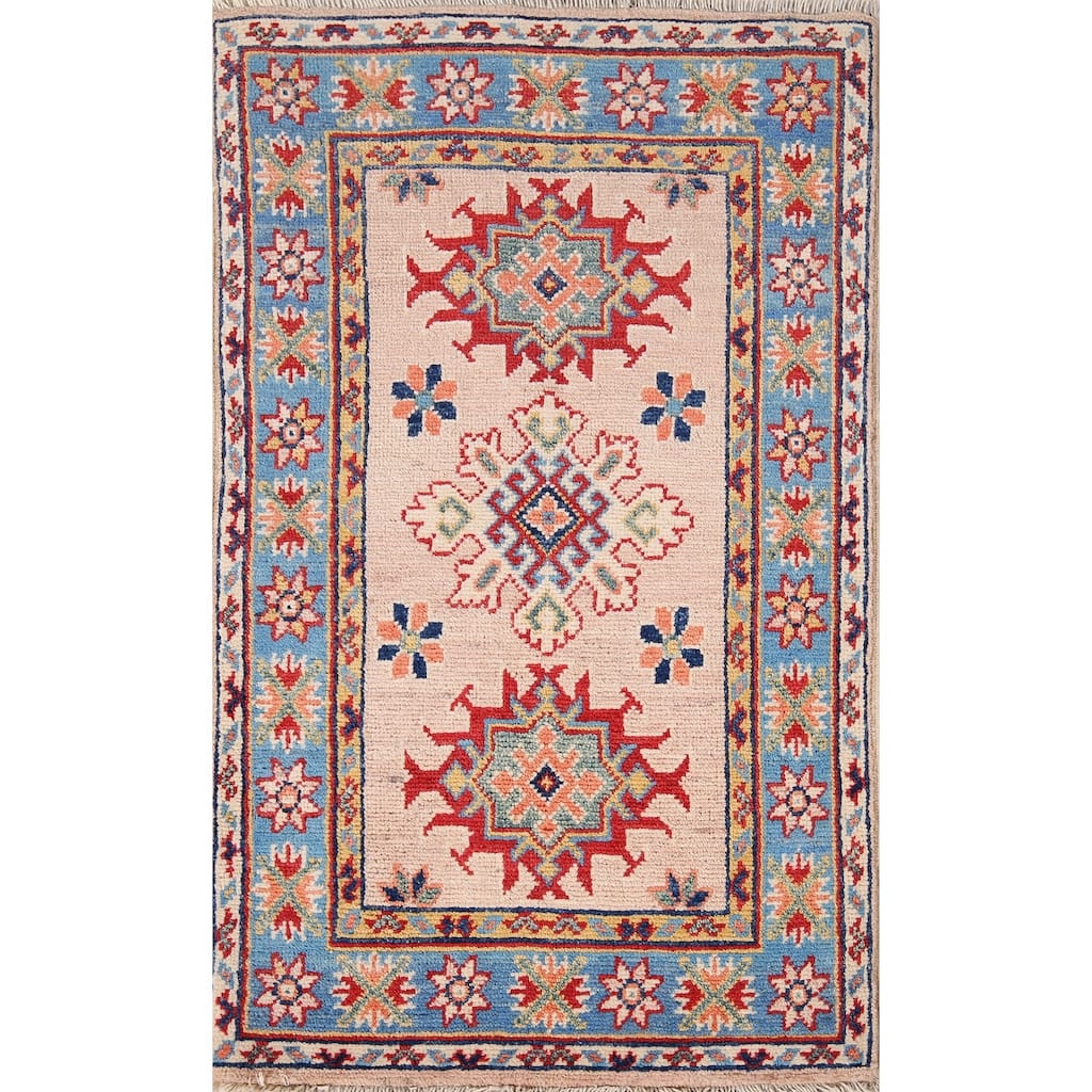 Kazak Oriental Accent Rug Hand-Knotted Wool Carpet - 1'11" x 3'0"