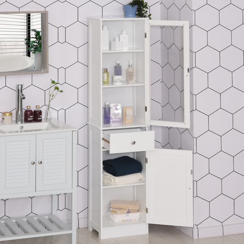 kleankin Storage Cabinet with Doors and Shelves - Perfect for Bathroom Living Room Kitchen or Office Space, White