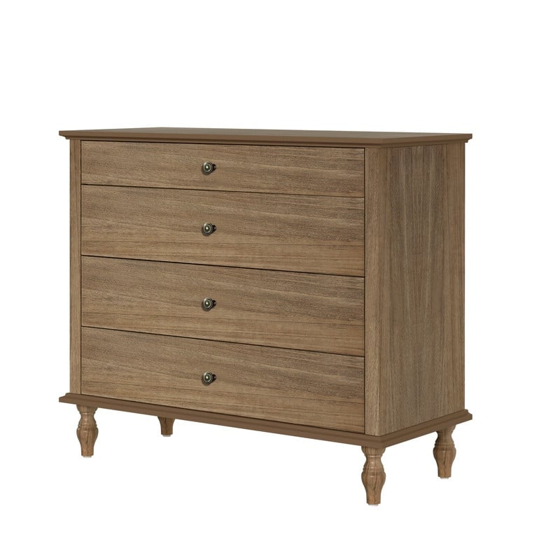 Antique Style 4-Drawer Wood Dresser