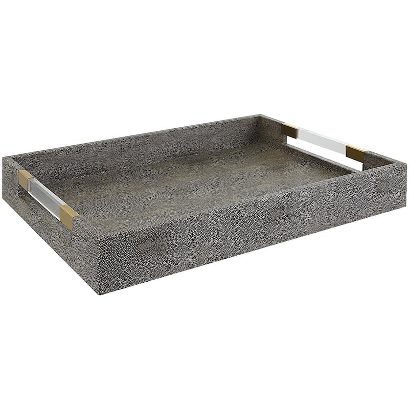 Uttermost 17996 Wessex 19" Wide Acrylic and MDF Tray - Aged Gold / Clear / Gray - Aged Gold / Clear / Gray
