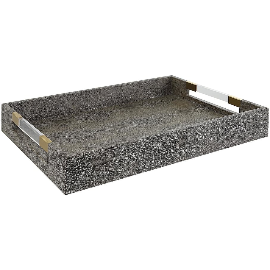 Uttermost 17996 Wessex 19" Wide Acrylic and MDF Tray - Aged Gold / Clear / Gray