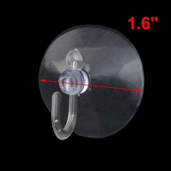 6 Suction Cups Hooks Hanger Plastic Clear Wall Bathroom Kitchen Crafts 1 1/4" D 