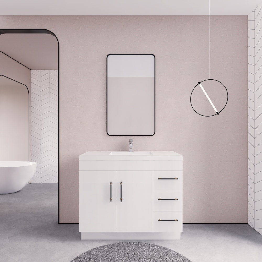 Eliza 42'' Freestanding Vanity (Right Drawers) with Single Sink