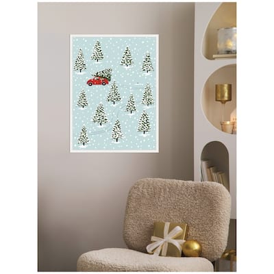 Kate and Laurel Sylvie Framed Canvas Christmas Tree Hunt by Bex Morley Design