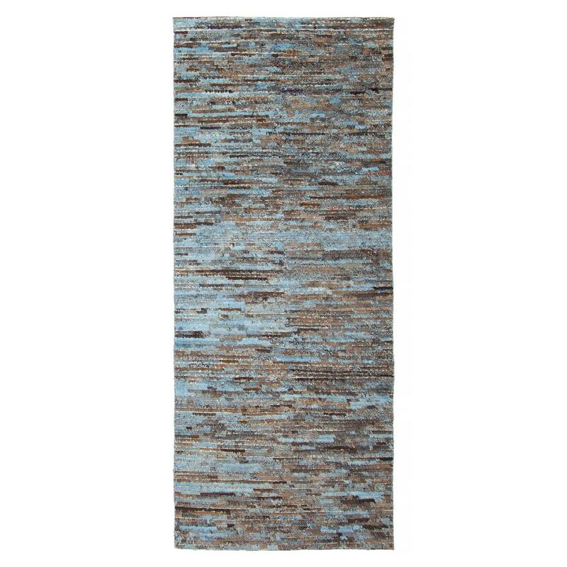 ECARPETGALLERY Hand-knotted Tangier Blue Wool Rug - 3'1 x 7'8 - Blue - 3'1 x 7'8