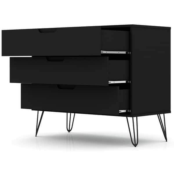 manhattan comfort rockefeller mid-century modern 3 drawer bedroom dresser Manhattan Comfort Rockefeller 35" Dresser (3-Drawer) - On Sale - Bed Bath &  Beyond