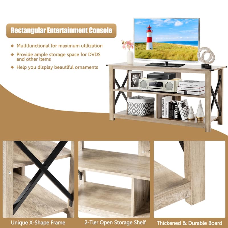 Gymax 3-Tier TV Stand Entertainment Center for TV's up to 55'' w/ Open - 47'' x 16'' x 23.5''