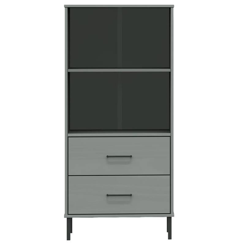 vidaXL Bookshelf Book Cabinet with 2 Drawers Storage Cabinet OSLO Solid Wood - 23.6" x 13.8" x 50.6"