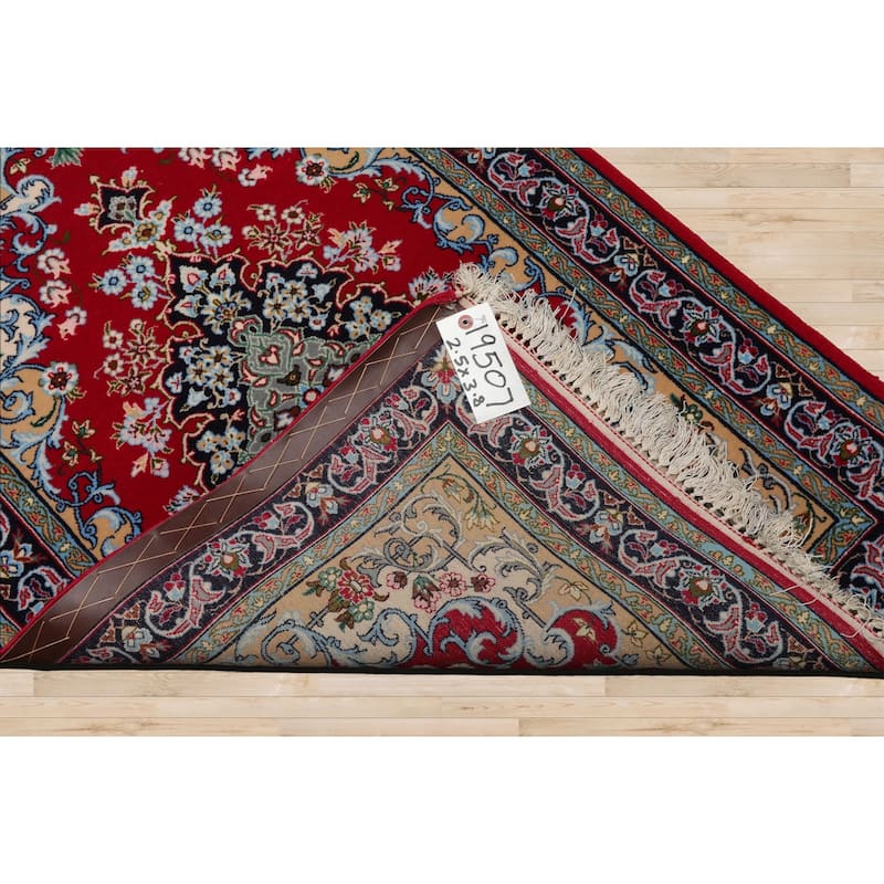 2'5''x3'8'' Hand Knotted Wool Red Isfahan Traditional 300 KPSI Rug - 2' 5'' x 3' 8''