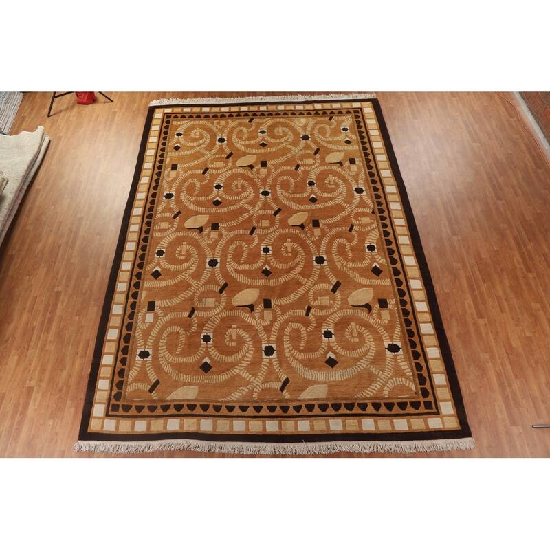 All-Over Nepalese Oriental Large Rug Hand-knotted Wool Carpet - 10'9" x 15'0"