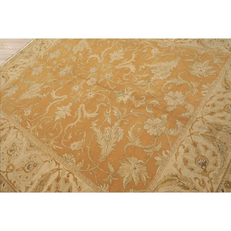 8'2''x9'6'' Hand Knotted Wool Gold Agra Traditional Rug - 8' 2'' x 9' 6''