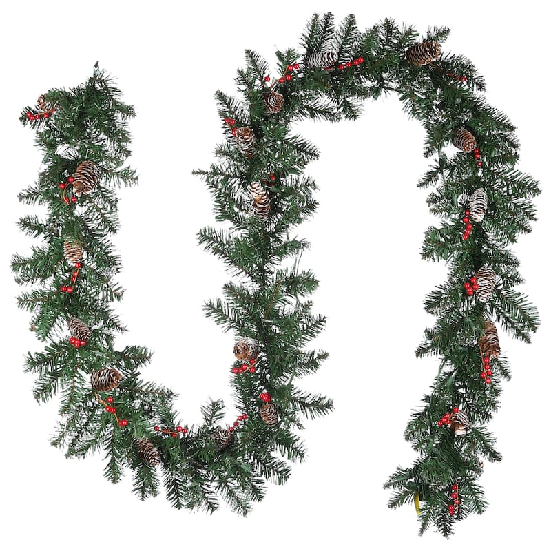 National Tree Company 9' x 10" Glittery Mountain Spruce Garland 50 Clear Lights - 9 ft