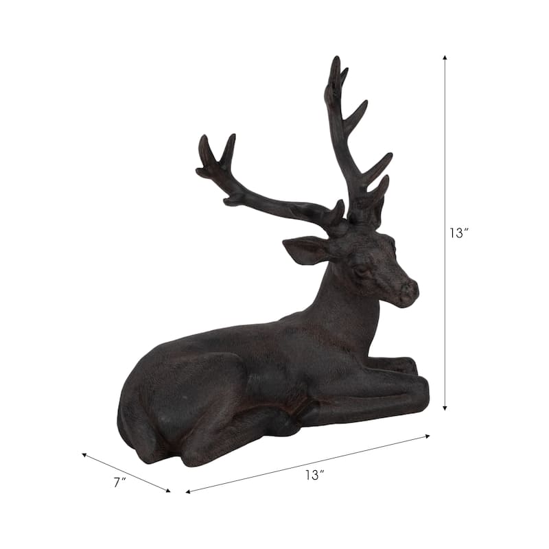 Sagebrook Home Rustic Brown Resin Deer Statue - 6.0" x 12.5" x 13.75"