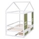 preview thumbnail 13 of 24, Twin Size Farmhouse Style Pine Wood House Bed with 2 Drawers, Wood Platform Bed Frame with Window for Kids Boys Girls
