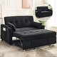 preview thumbnail 25 of 28, 3-in-1 Convertible Sleeper Sofa Bed with Pull-Out Bed, Corduroy Futon, Charging Port & Side Pocket