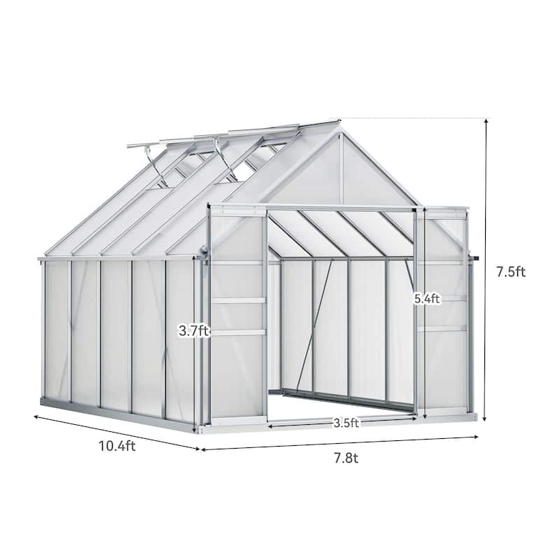 Moasis 8' X 10' Polycarbonate Walk-in Hobby Garden Greenhouse with Aluminum Frame