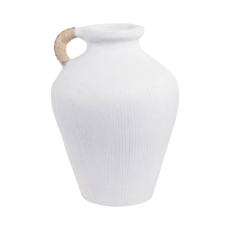 Terracotta Vase Woven Handle Handmade Decorative Jar Home Accent
