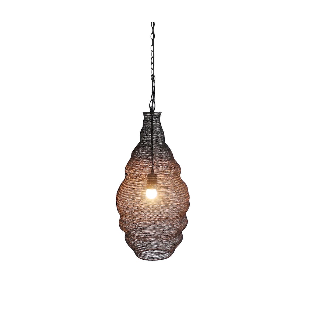 Transitional 1 Light Satin Black Chain Basket Pendant