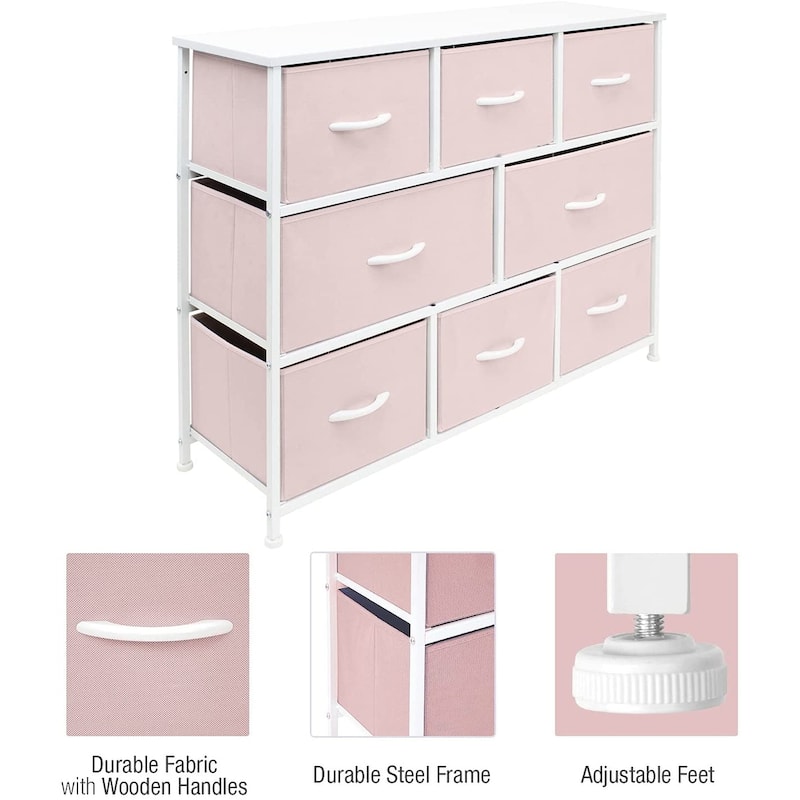 Sorbus White Frame Bold Color 8-drawer Dresser