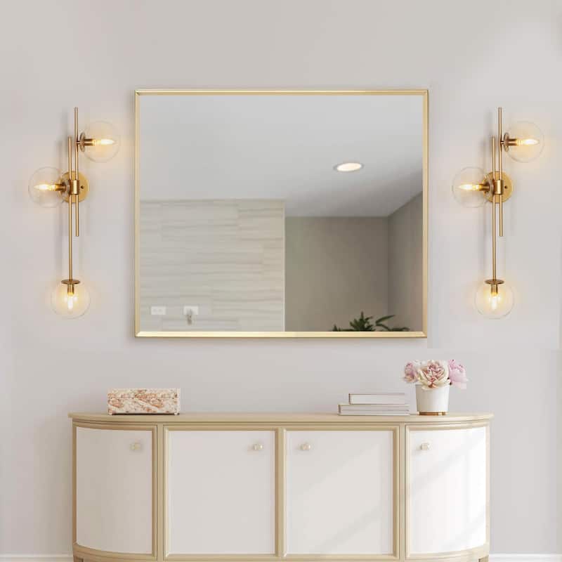 Modern Gold 3-Light Bathroom Vanity Lights Globe Glass Wall Sconces - 30'' L x 5.5'' W x 12'' H