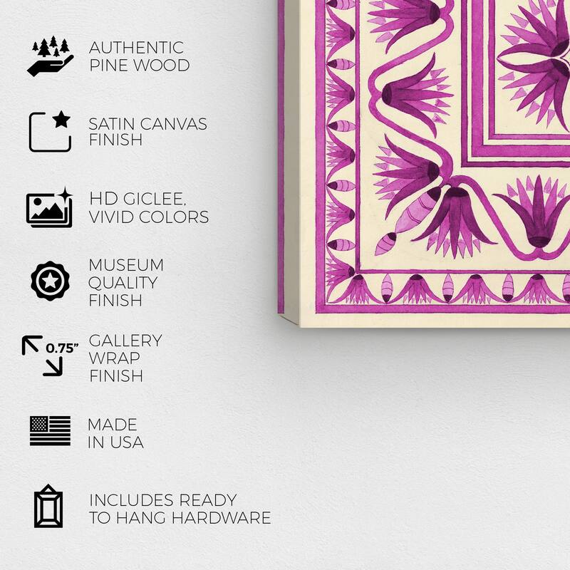 Wynwood Studio Canvas Abstract Floor Covering Berry Pink and Cream White Traditional Wall Art Canvas Print