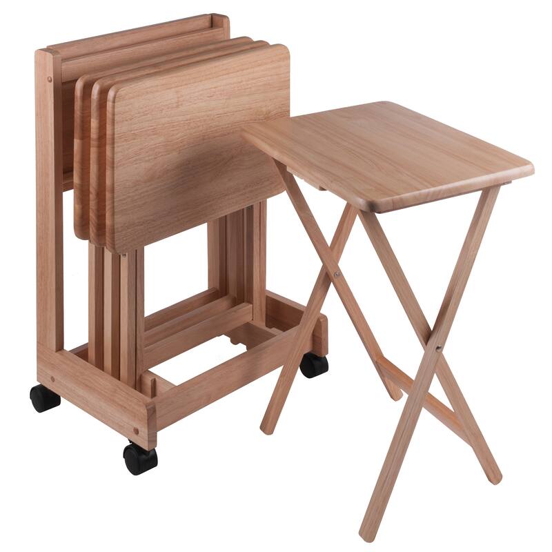 Brienda 5-Pc Snack Table Set, Flip Top - 19.13 x 14.17 x 32.2 inches