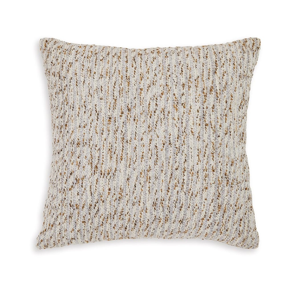 Lora Square Accent Throw Pillow, 20 Inch, Abstract Gold Stripes, Ivory