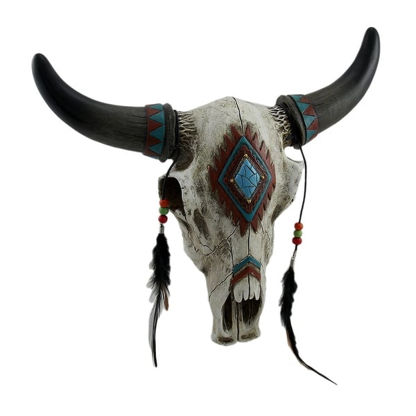 Turquoise, Cowhide, Tooled Leather With Cow Skull - Southwestern Style |  Throw Pillow