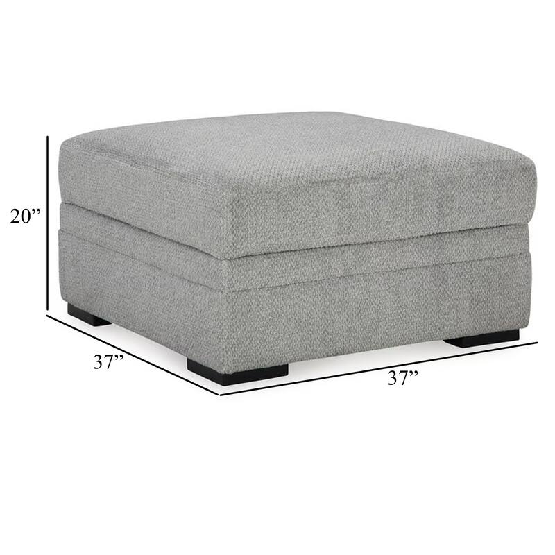 Viney Storage Ottoman with 4 Cupholders, Cement Gray Polyester 37 Inch