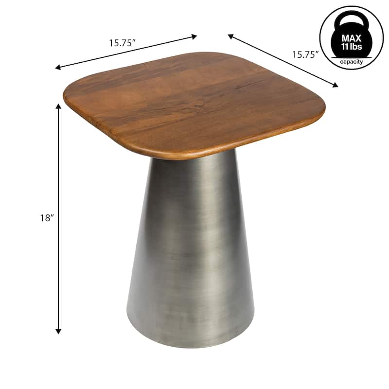 Skye 18" Square Wood/Metal Accent Table - 15.75L x 15.75W x 18H