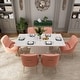 preview thumbnail 21 of 65, 7-Piece Clihome High-gloss Extendable Table Velvet Chair Dining Set