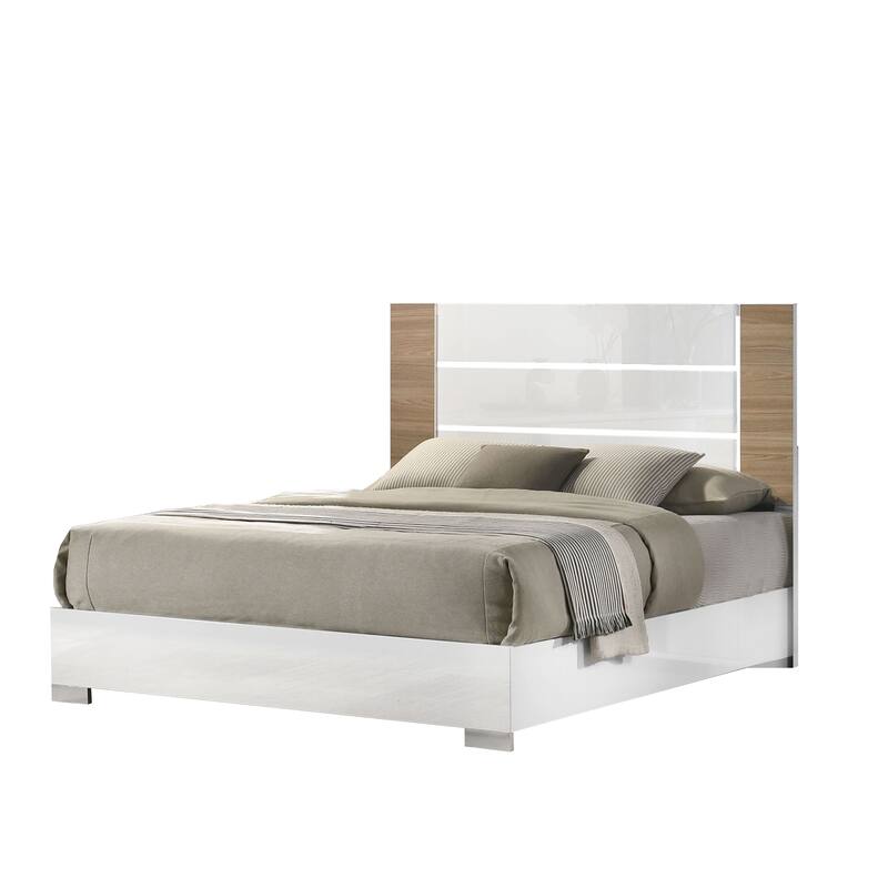 Gava Contemporary High Gloss White Panel Bed by Furniture of America